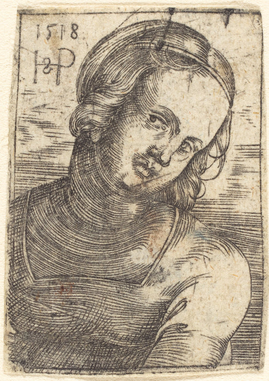 Bust of a Young Woman by Sebald Beham (German, 1500 - 1550), 16X12"(A3)Poster Print