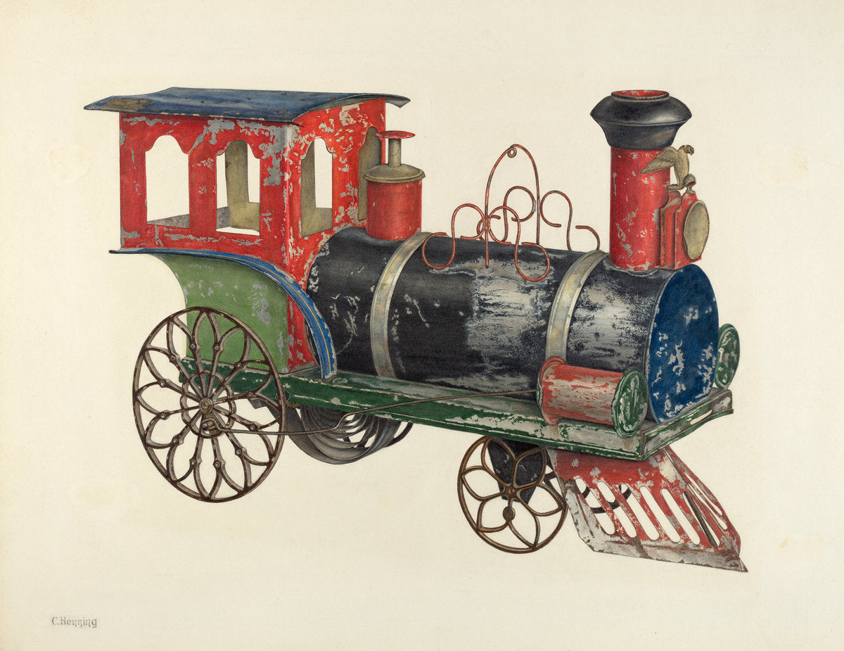 Toy Locomotive by Charles Henning (American, active c. 1935), 16X12"(A3)Poster Print