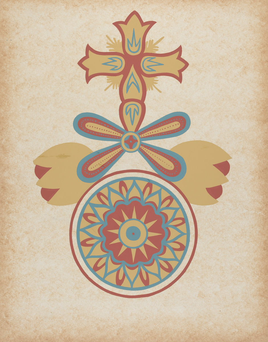 1935/1942 by American 20th Century (Santa Barbara Mission Doorway Design from the portfolio "Decorative Art of Spanish California"), 16X12"(A3)Poster Print