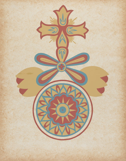 1935/1942 by American 20th Century (Santa Barbara Mission Doorway Design from the portfolio "Decorative Art of Spanish California"), 16X12"(A3)Poster Print