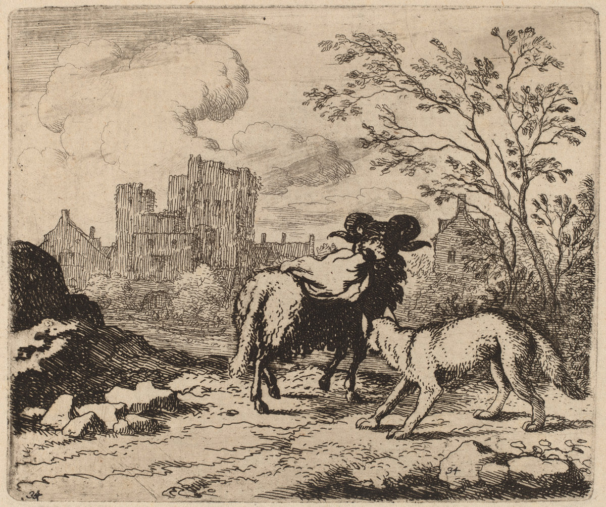 Reynard Asks the Ram to Deliver a Document by Allart van Everdingen (Dutch, 1621 - 1675), 16X12"(A3)Poster Print
