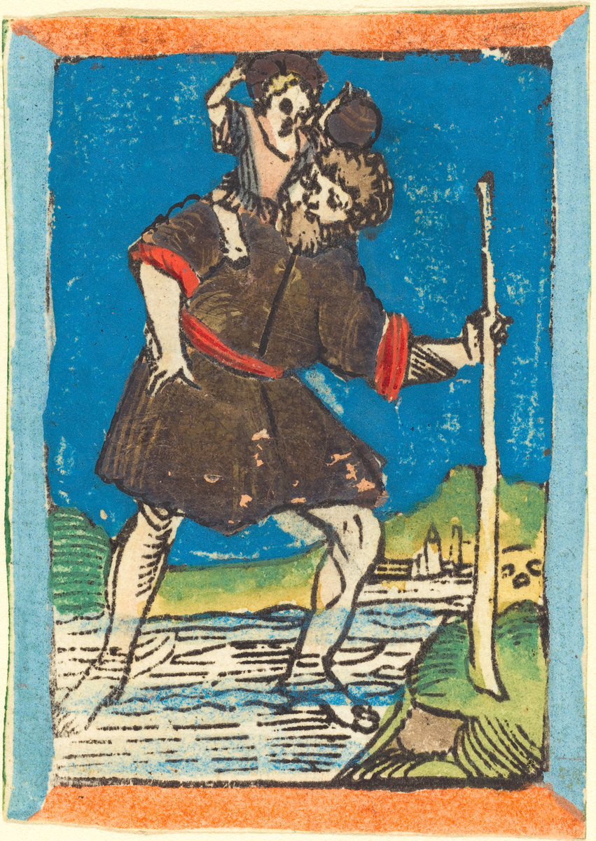 c. 1480 by German 15th Century (Saint Christopher), 16X12"(A3)Poster Print