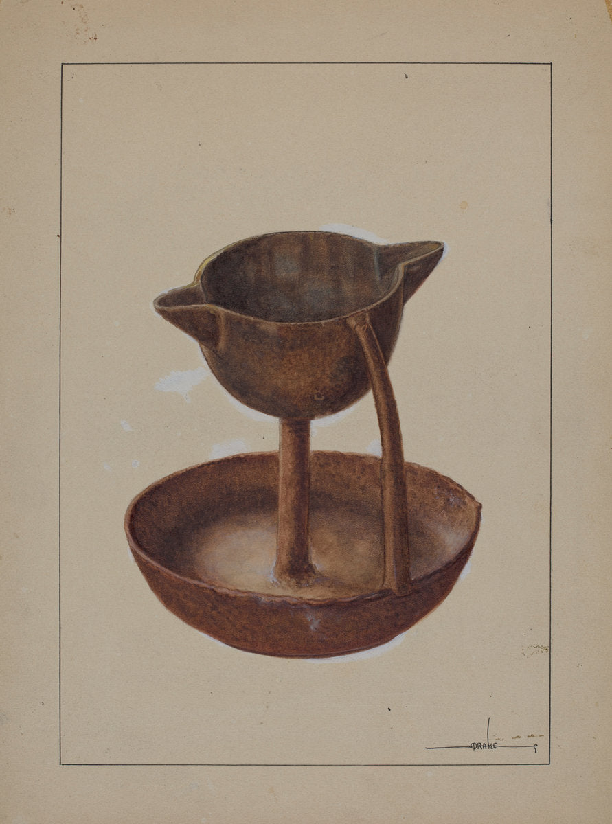 Iron Grease Lamp by James Drake (American, active c. 1935), 16X12"(A3)Poster Print