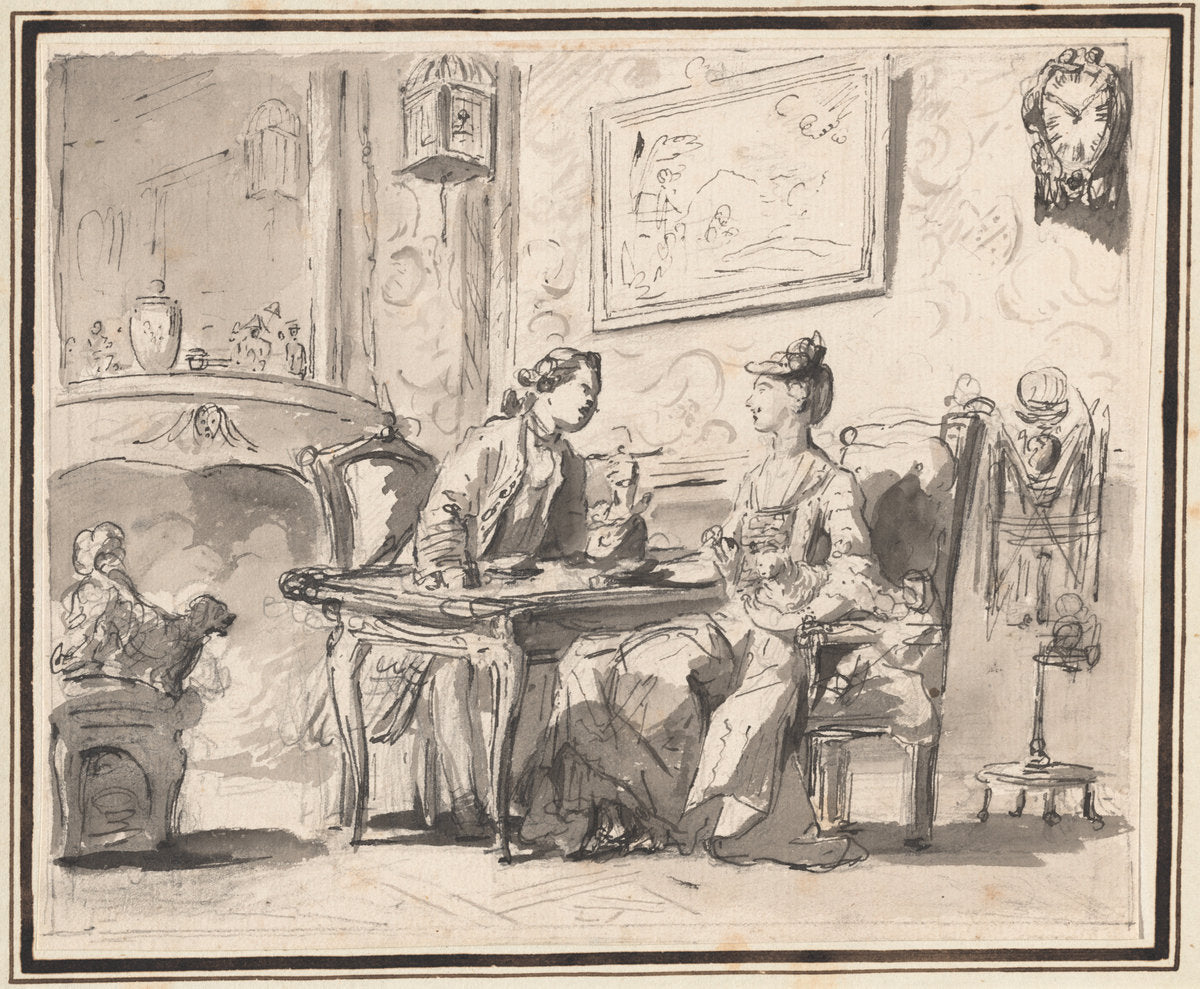 Conversation Piece by Sigmund Freudenberger (Swiss, 1745 - 1801), 16X12"(A3)Poster Print