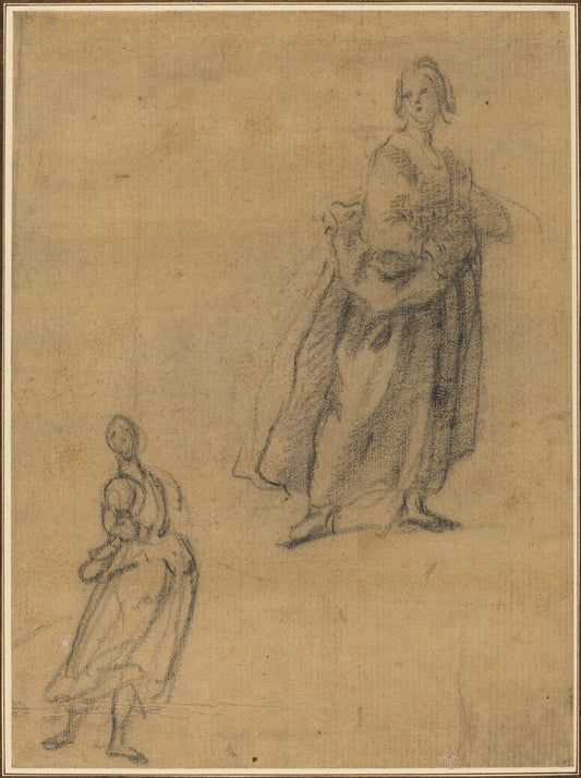 early 17th century by Italian 17th Century (Two Studies of a Standing Woman), 16X12"(A3)Poster Print
