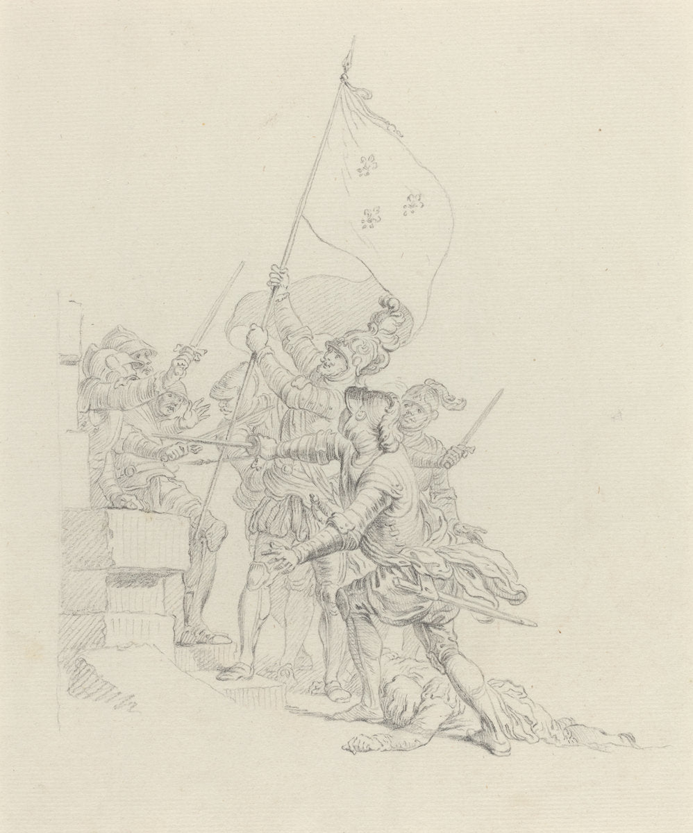 Il monte: il a déjà de ses mains triomphantes... by Hubert François Gravelot (French, 1699 - 1773), 16X12"(A3)Poster Print