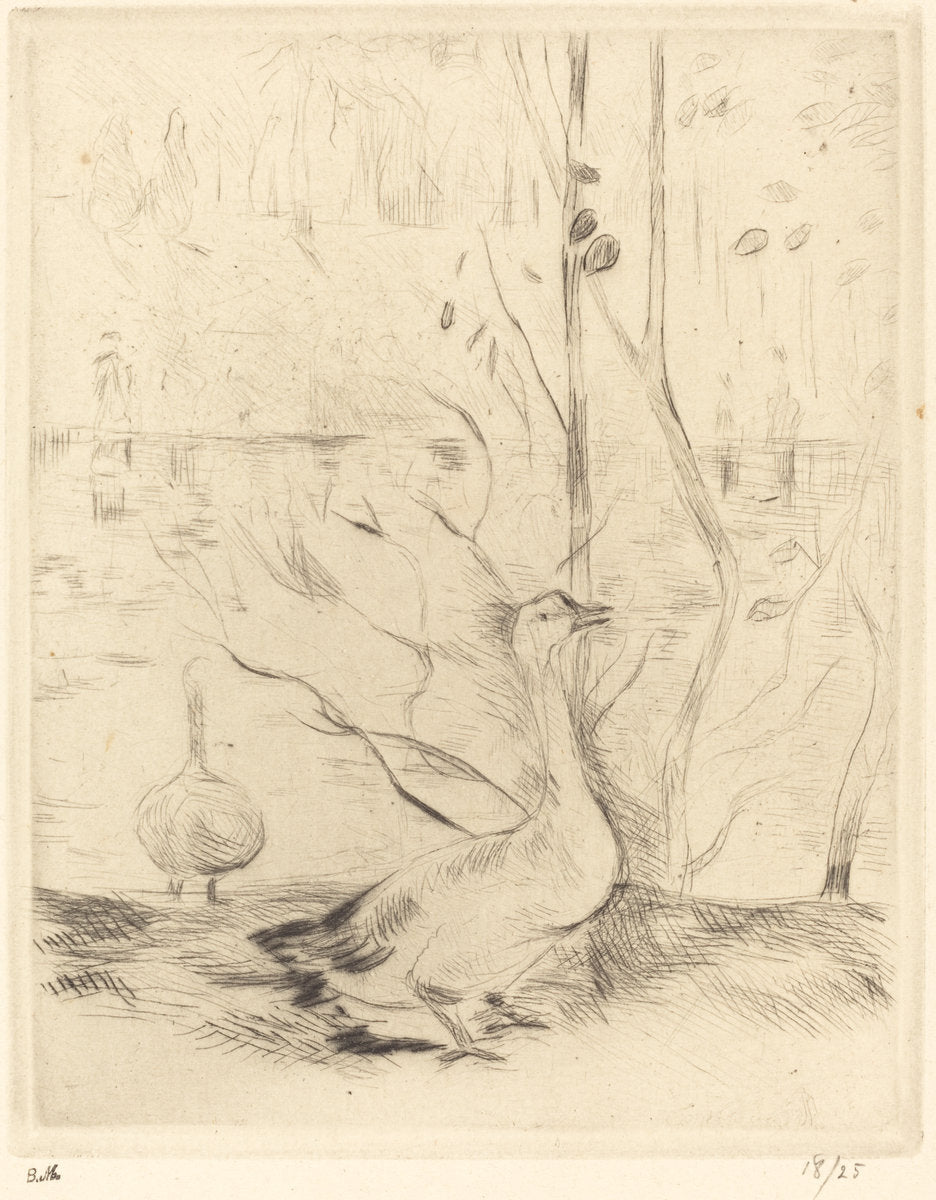 Walk in the Boulougne Wood by Berthe Morisot (French, 1841 - 1895), 16X12"(A3)Poster Print