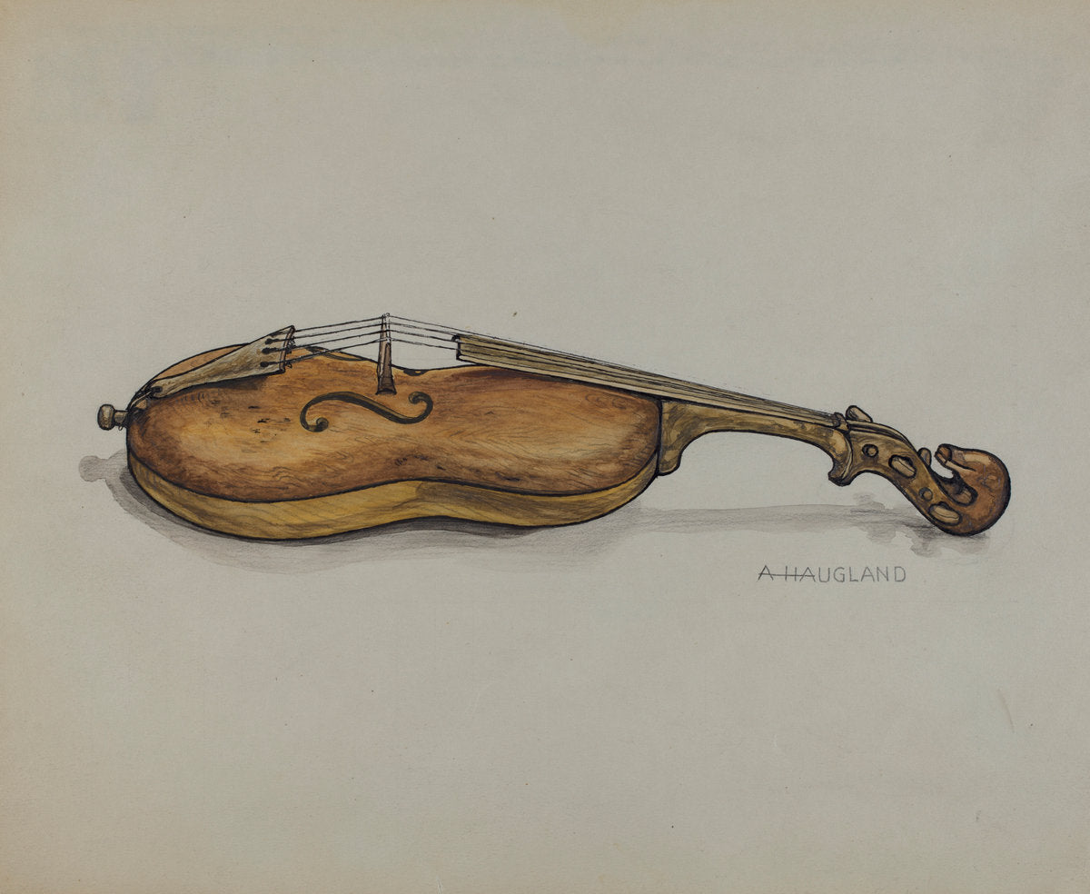 Violin by Augustine Haugland (American, active c. 1935), 16X12"(A3)Poster Print