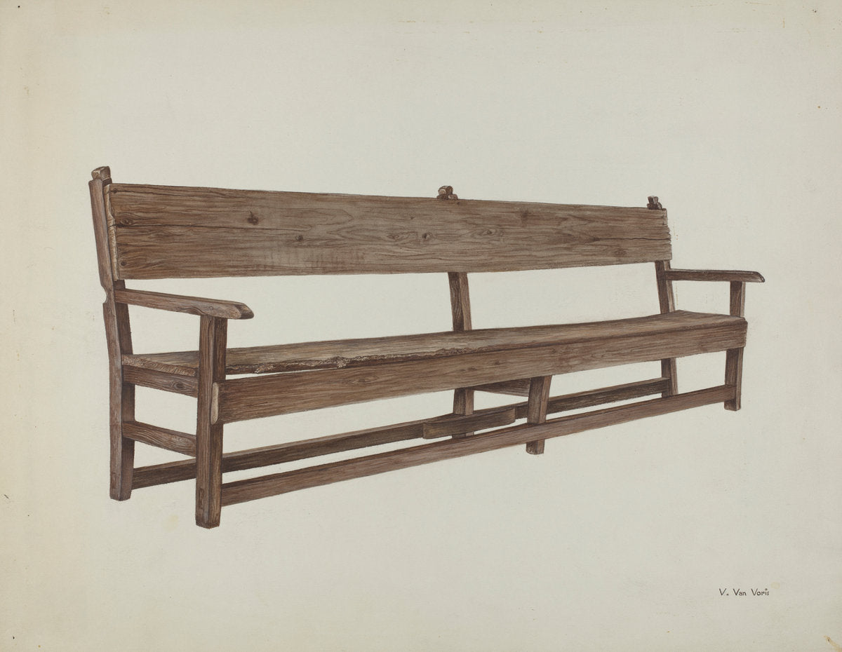 Mission Bench by Vera Van Voris (American, active c. 1935), 16X12"(A3)Poster Print