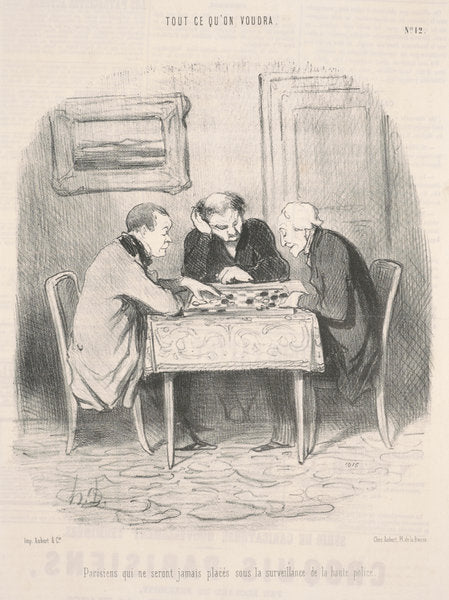 Parisiens qui ne seront jamais ... sous la surveillance ... by Honoré Daumier (French, 1808 - 1879), 16X12"(A3)Poster Print