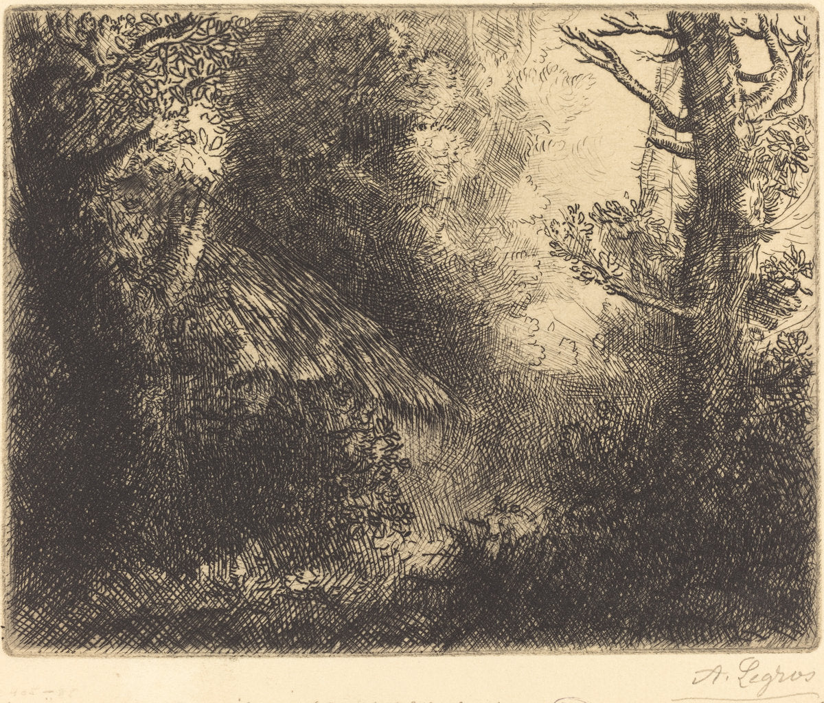 Landscape: Near Chailleux (Paysage: Pres Chailleux) by Alphonse Legros (French, 1837 - 1911), 16X12"(A3)Poster Print