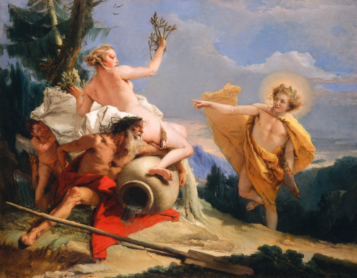 Apollo Pursuing Daphne by Giovanni Battista Tiepolo (Italian, 1696 - 1770), 16X12"(A3)Poster Print