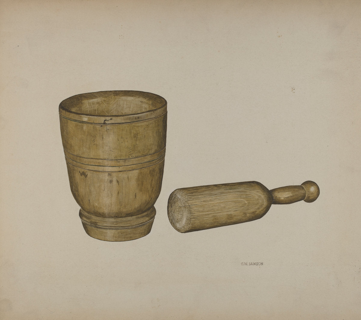 Mortar and Pestle by Clarence W. Dawson (American, active c. 1935), 16X12"(A3)Poster Print