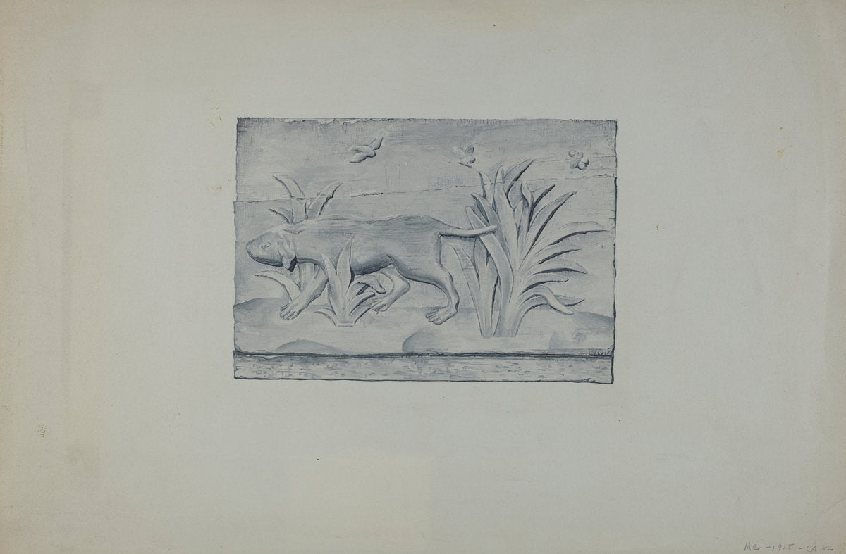 Relief Panel of Dog by Flora Merchant (American, active c. 1935), 16X12"(A3)Poster Print
