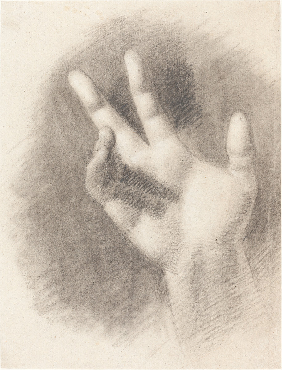 Study of a Right Hand [recto] by Benjamin Robert Haydon (British, 1786 - 1846), 16X12"(A3)Poster Print