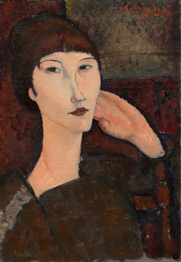 Adrienne (Woman with Bangs) by Amedeo Modigliani (Italian, 1884 - 1920), 16X12