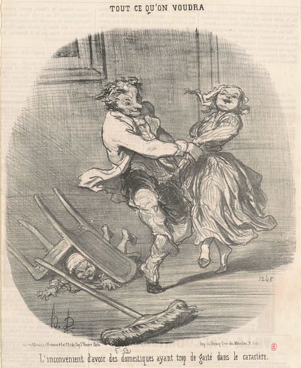 L'inconvénient d'avoir des domestiques ... by Honoré Daumier (French, 1808 - 1879), 16X12"(A3)Poster Print