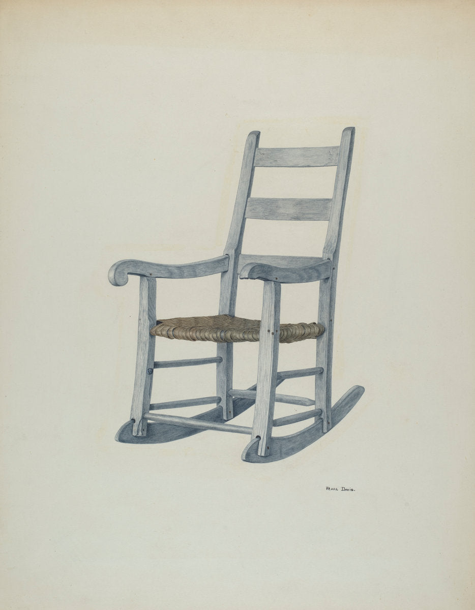 Hickory Rocking Chair by Pearl Davis (American, active c. 1935), 16X12"(A3)Poster Print