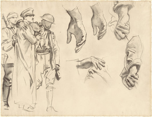 Studies for "Gassed" by John Singer Sargent (American, 1856 - 1925), 16X12"(A3)Poster Print