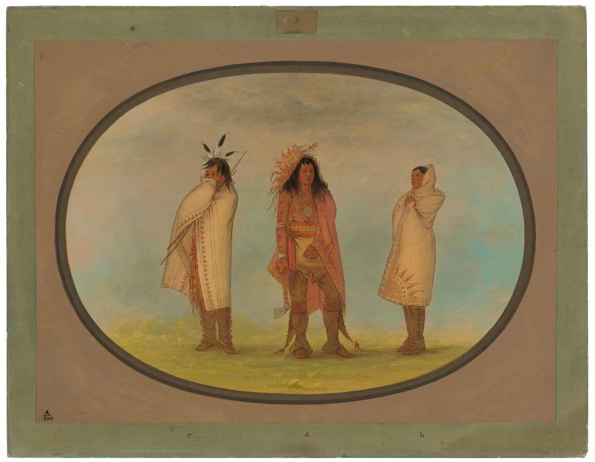 Three Iroquois Indians by George Catlin (American, 1796 - 1872), 16X12"(A3)Poster Print