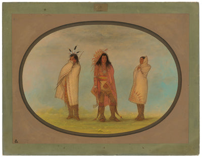 Three Iroquois Indians by George Catlin (American, 1796 - 1872), 16X12"(A3)Poster Print