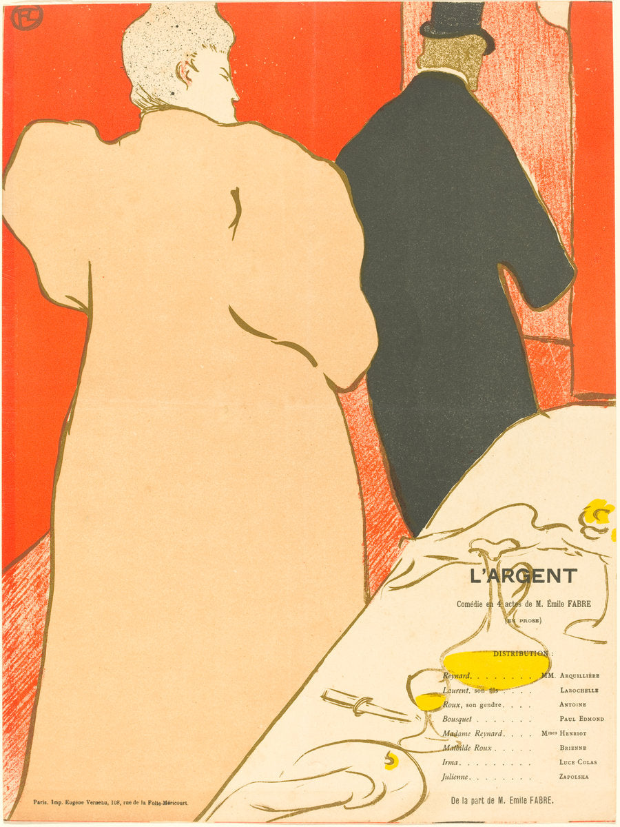 L'Argent by Henri de Toulouse-Lautrec (French, 1864 - 1901), 16X12"(A3)Poster Print