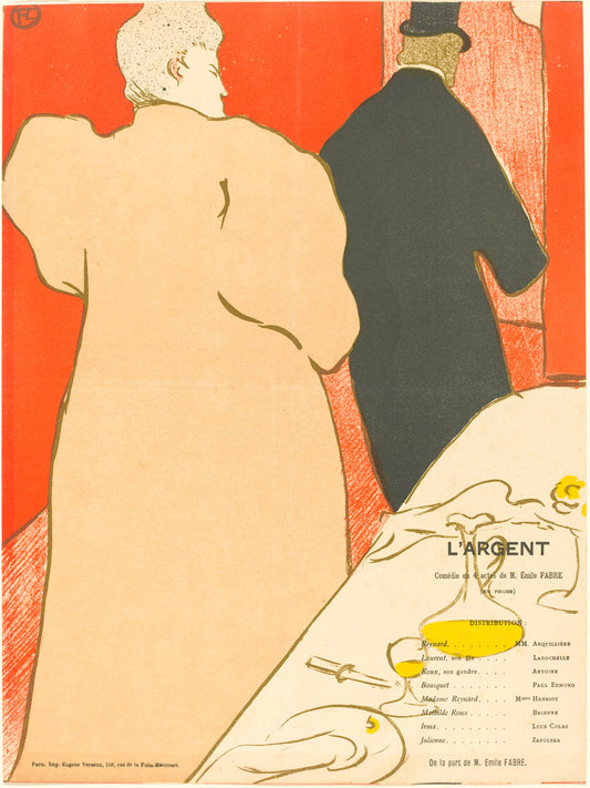 L'Argent by Henri de Toulouse-Lautrec (French, 1864 - 1901), 16X12"(A3)Poster Print