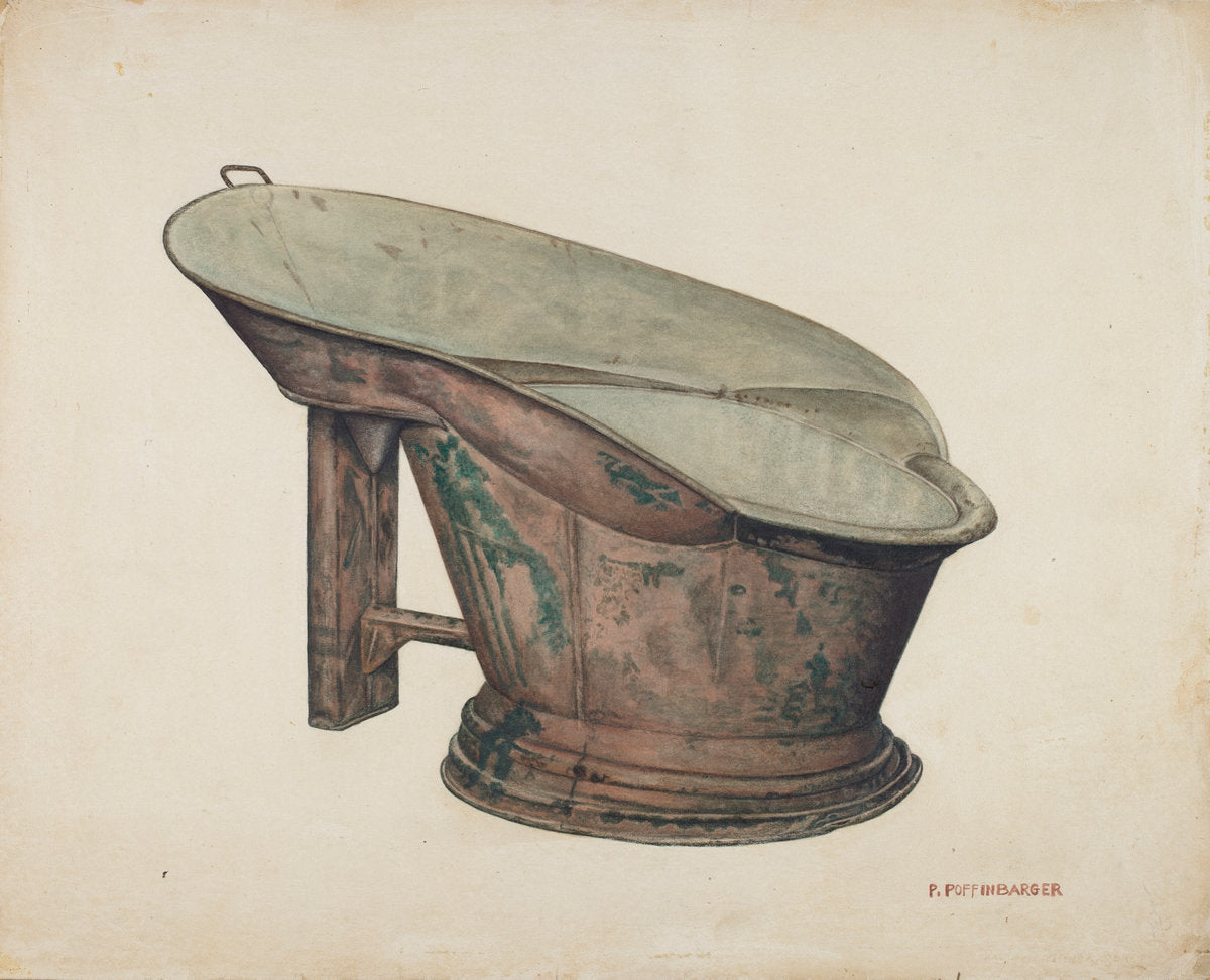 Foot Tub by Paul Poffinbarger (American, active c. 1935), 16X12"(A3)Poster Print