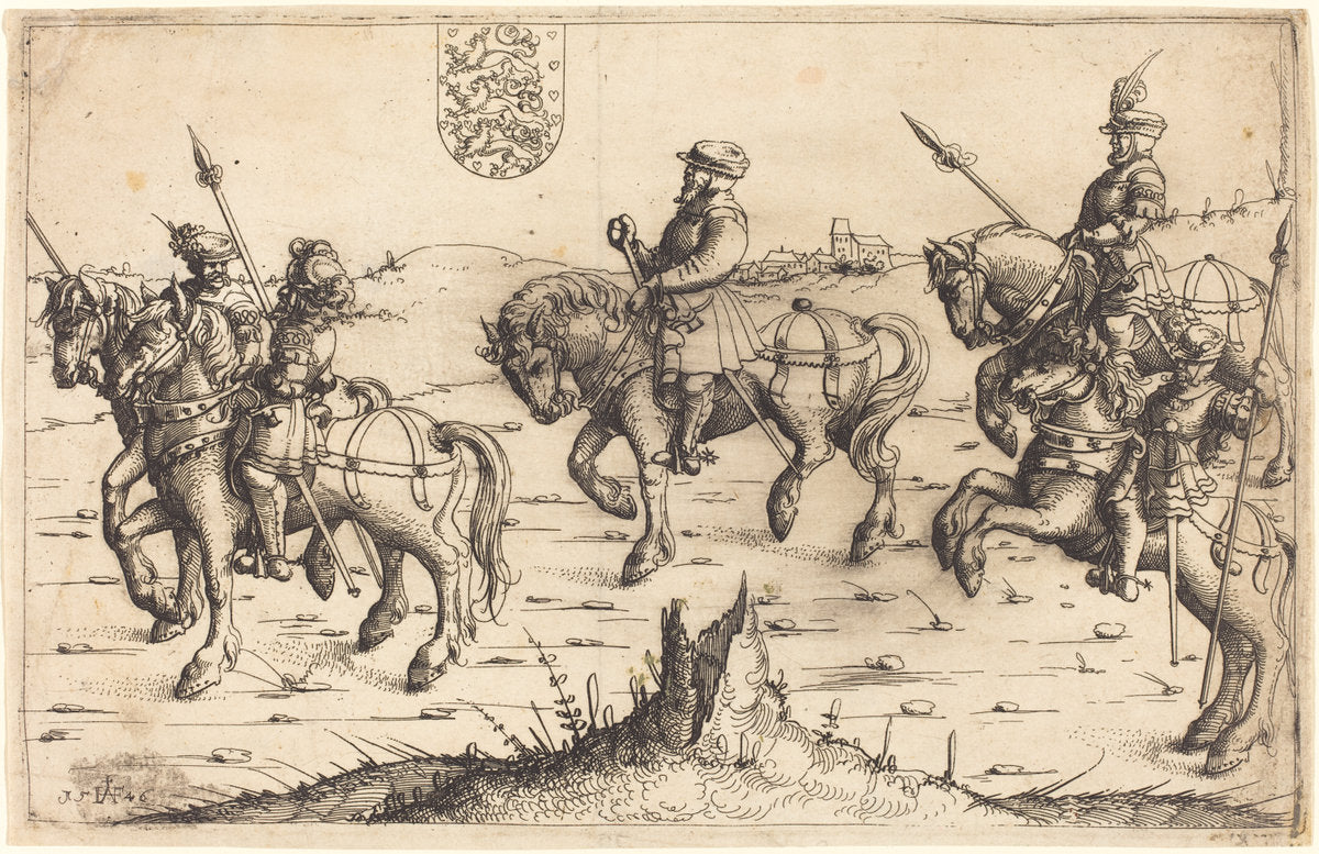 Herberstein's Journey to Denmark by Augustin Hirschvogel (German, 1503 - 1553), 16X12"(A3)Poster Print
