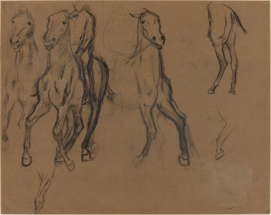 Study of Horses by Edgar Degas (French, 1834 - 1917), 16X12"(A3)Poster Print