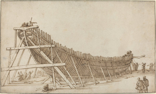 Galley under Construction by Attributed to Pietro Ciafferi (Italian, died 1650 or after), 16X12"(A3)Poster Print