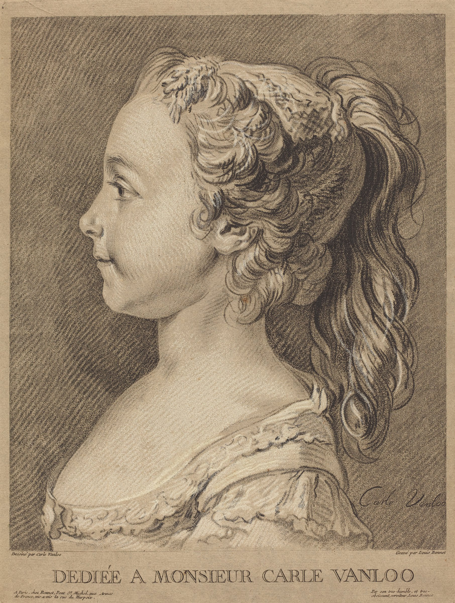 Marie-Rosalie Vanloo by Louis-Marin Bonnet after Carle Van Loo (French, 1736 - 1793), 16X12"(A3)Poster Print