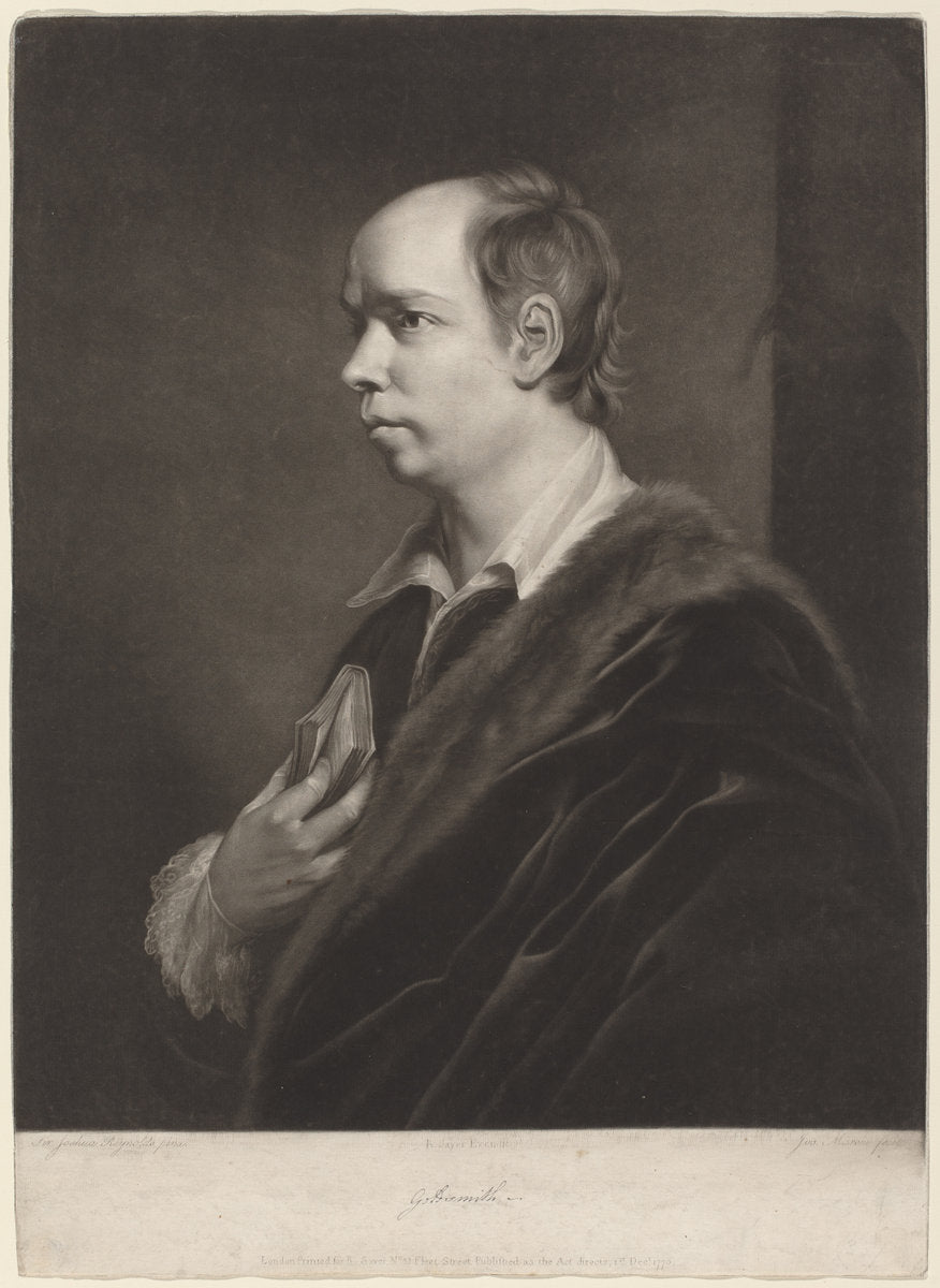 Oliver Goldsmith by Giuseppi Filippo Liberati Marchi after Sir Joshua Reynolds (Italian, c. 1735 - 1808), 16X12"(A3)Poster Print
