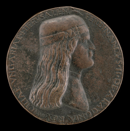 Ferdinand II of Aragon, died 1496, Prince of Capua and King of Naples 1495 [obverse] by Adriano Fiorentino (Italian, c. 1450/1460 - 1499), 16X12"(A3)Poster Print