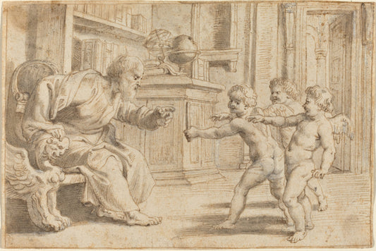 Putti Testing a Man's Perception of Depth by Sir Peter Paul Rubens (Flemish, 1577 - 1640), 16X12"(A3)Poster Print