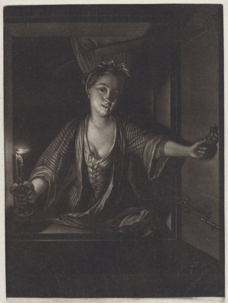 Girl with a Candle by John Greenwood after Nicolaas Verkolje (American, 1727 - 1792), 16X12"(A3)Poster Print