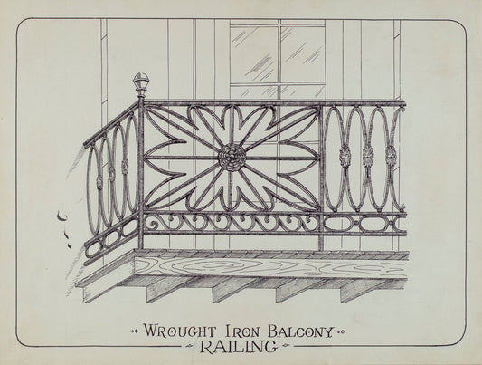 Iron Balcony Railings by Arelia Arbo (American, active c. 1935), 16X12"(A3)Poster Print