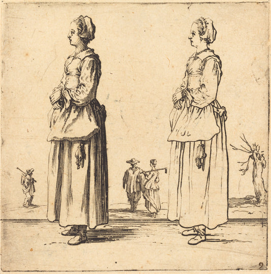 Peasant Woman, in Profile, Facing Left by Jacques Callot (French, 1592 - 1635), 16X12"(A3)Poster Print