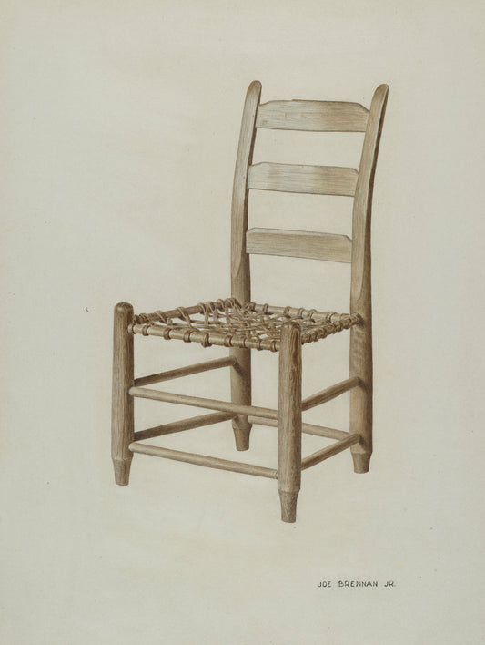 Braided Rawhide-bottomed Chair by Joe Brennan (American, active c. 1935), 16X12"(A3)Poster Print