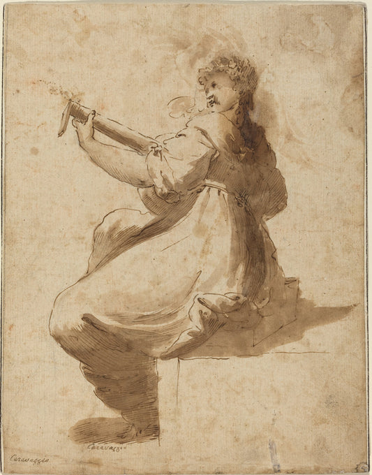 18th century by after Orazio Gentileschi (The Lute Player), 16X12"(A3)Poster Print