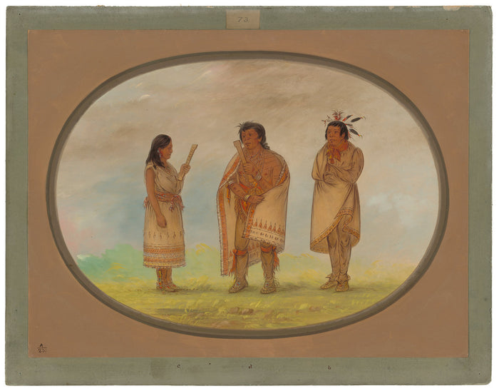 Three Potowotomie Indians by George Catlin (American, 1796 - 1872), 16X12