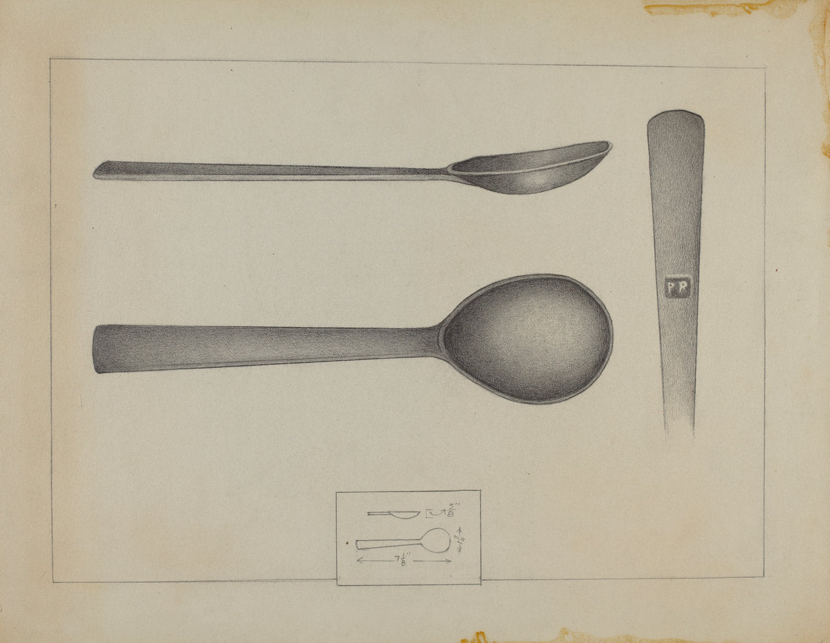 Pewter Spoon by Karl Joubert (American, active c. 1935), 16X12"(A3)Poster Print