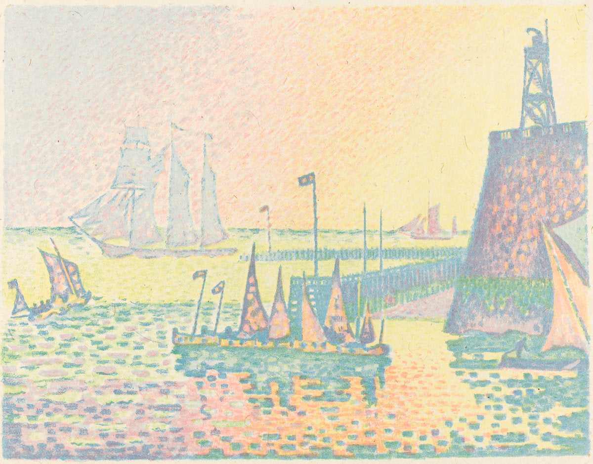 Evening (Le soir) by Paul Signac (French, 1863 - 1935), 16X12"(A3)Poster Print
