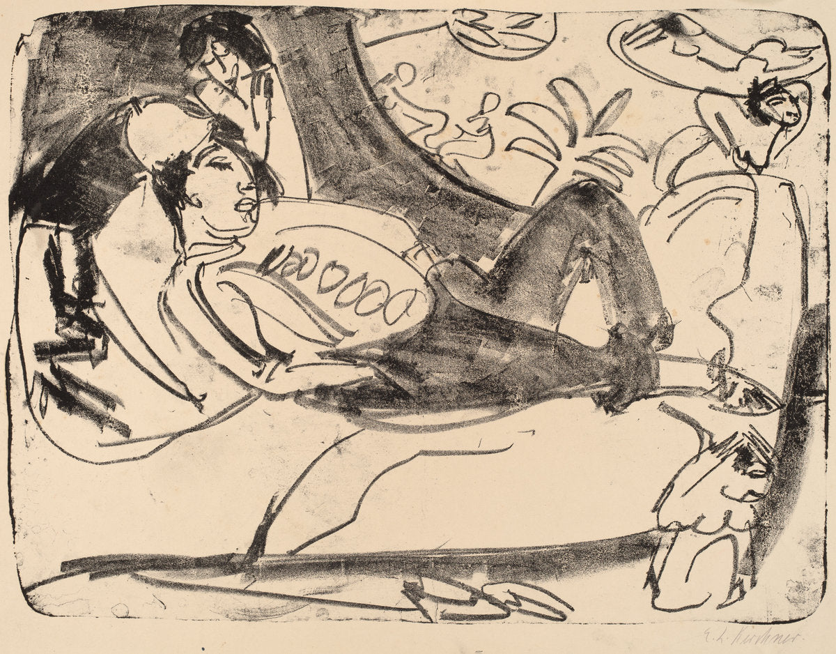 Siesta by Ernst Ludwig Kirchner (German, 1880 - 1938), 16X12"(A3)Poster Print