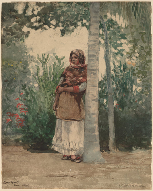 Under a Palm Tree by Winslow Homer (American, 1836 - 1910), 16X12"(A3)Poster Print