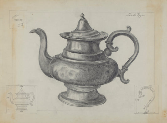 Pewter Teapot by Janet Riza (American, active c. 1935), 16X12"(A3)Poster Print