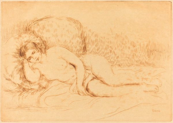 Woman Reclining (Femme couchee) by Auguste Renoir (French, 1841 - 1919), 16X12"(A3)Poster Print