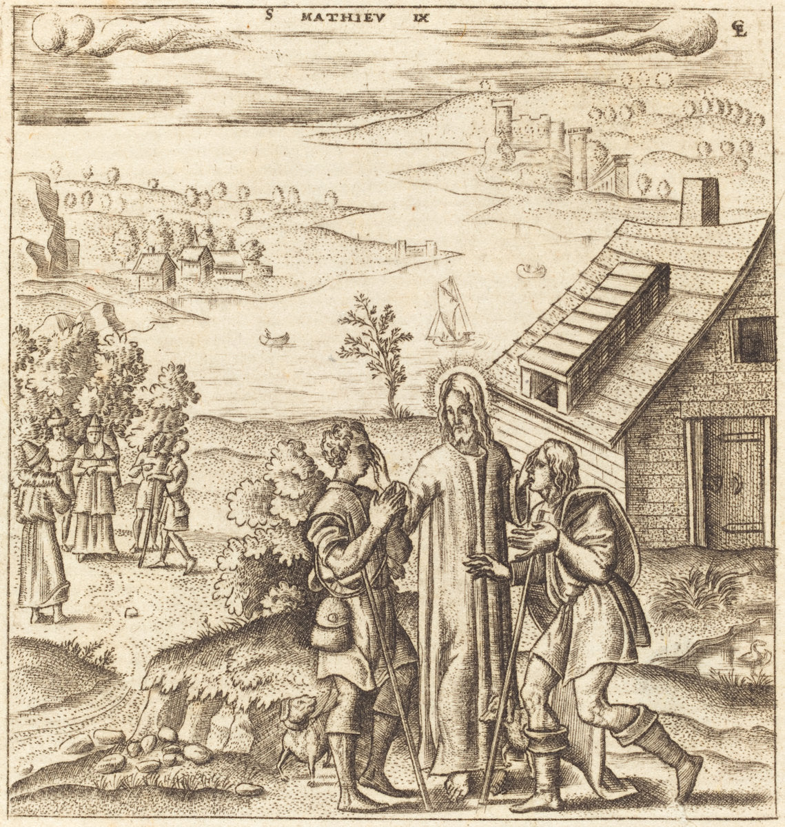 Christ Heals the Two Blind Men by Léonard Gaultier (French, 1561 - 1641), 16X12"(A3)Poster Print