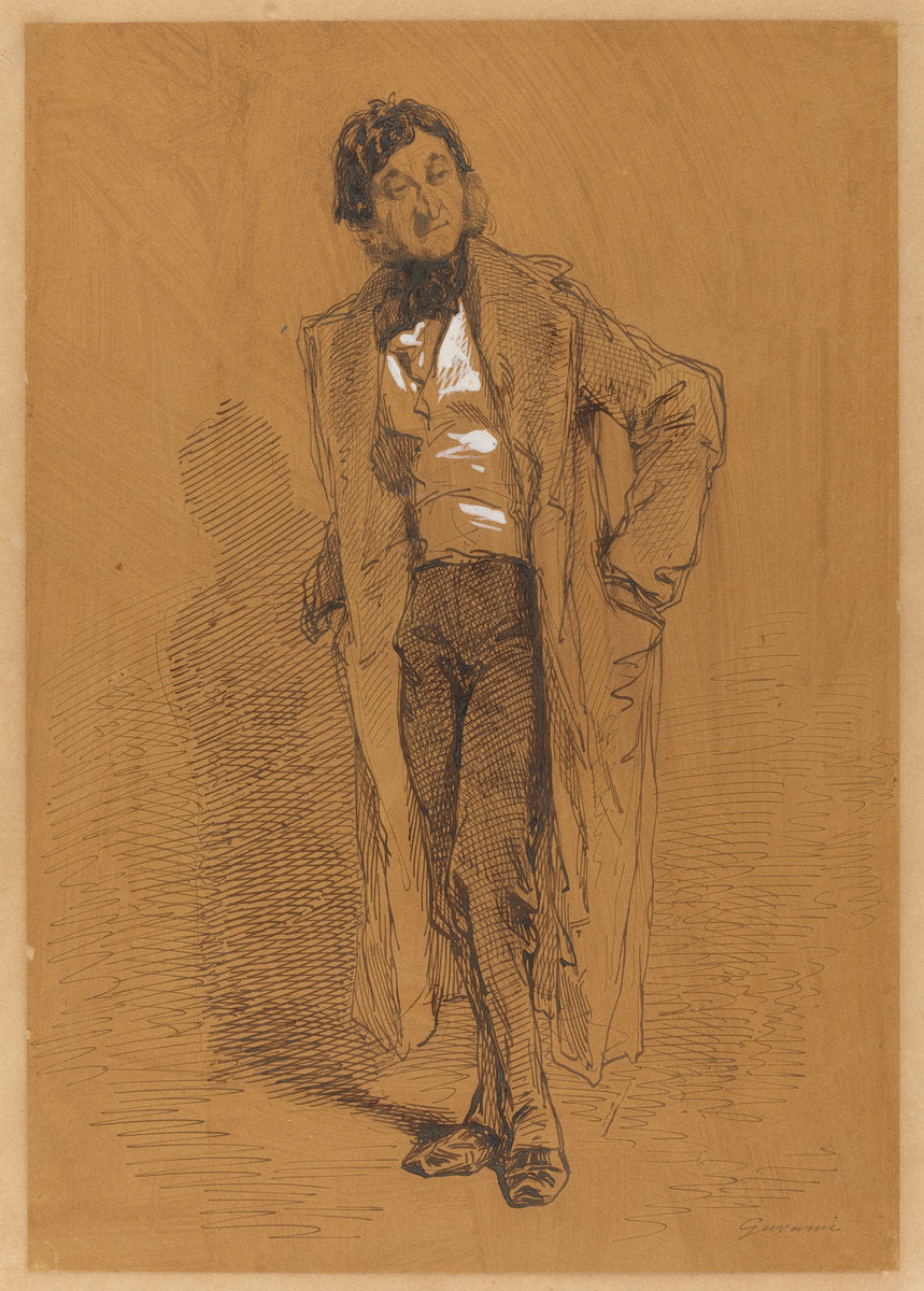 Standing Man by Paul Gavarni (French, 1804 - 1866), 16X12"(A3)Poster Print