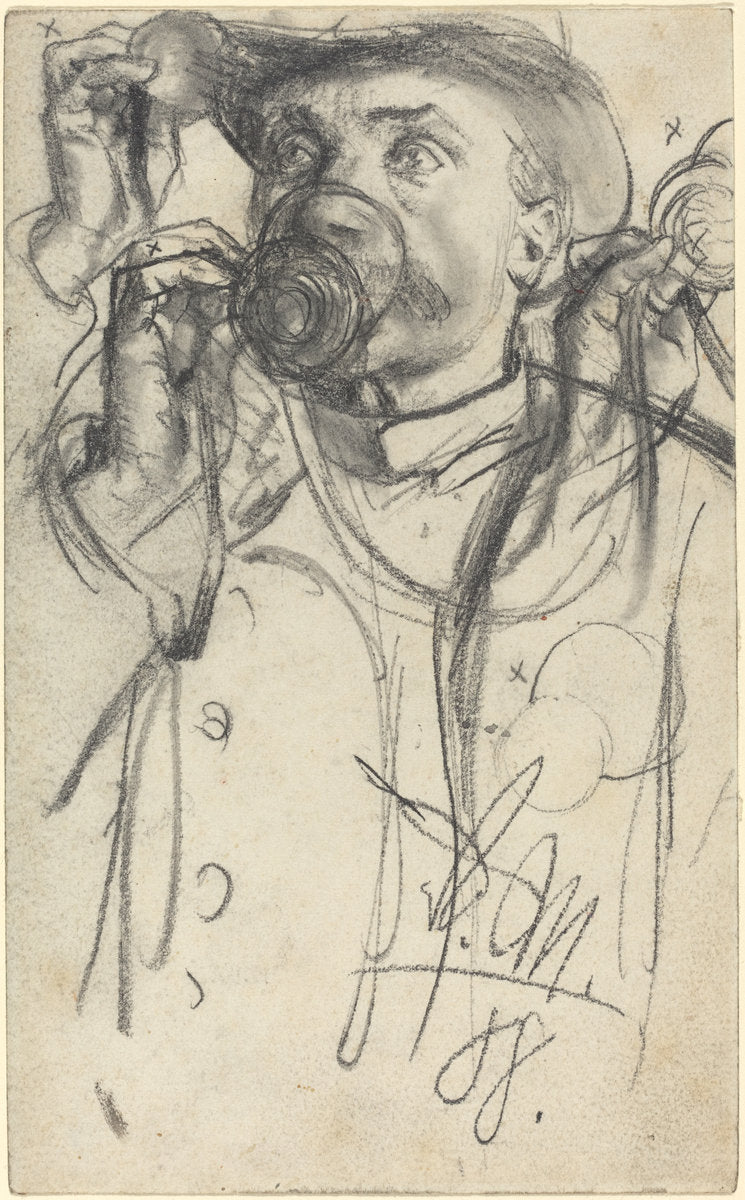 Studies of a Man Drinking by Adolph Menzel (German, 1815 - 1905), 16X12"(A3)Poster Print